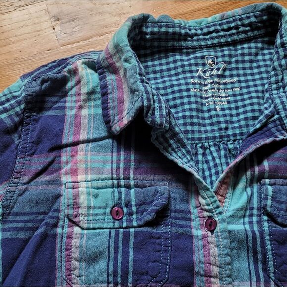 Kuhl Long Sleeve Plaid Flannel Button Front Cotton Small - Picture 4 of 8